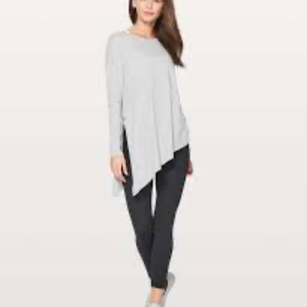 Lululemon To The Point Long Sleeve Heathered Core Light Grey Size 4 Relaxed